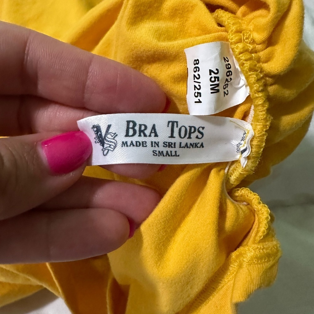 Bra Tops Women’s Mini Ruched Tube Dress Small Yellow Ruffle Stretch Summer Beach - Picture 5 of 6